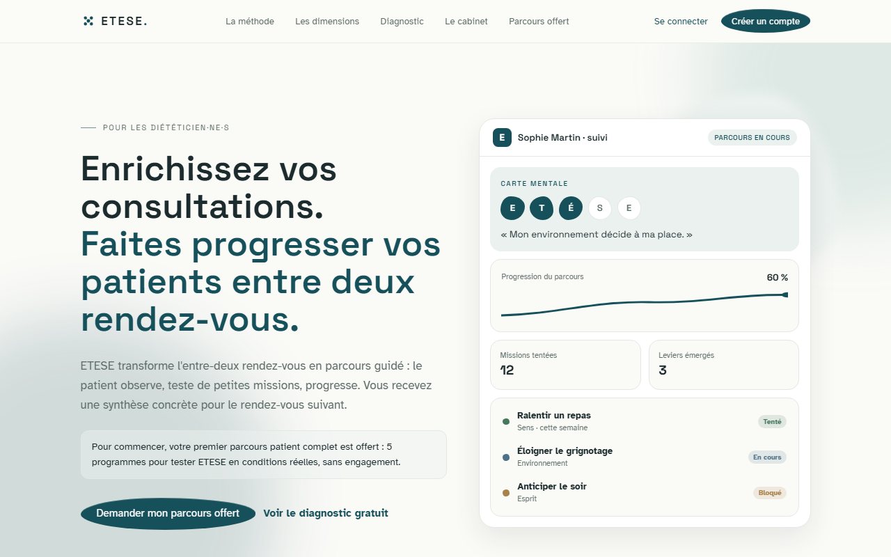 ETESE — aperçu du site