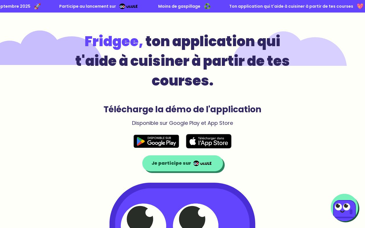 Fridgee — aperçu du site