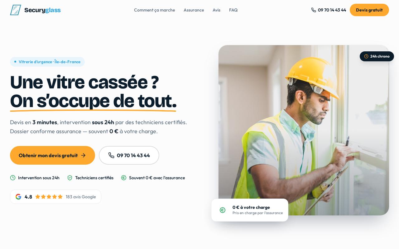 Securyglass — aperçu du site